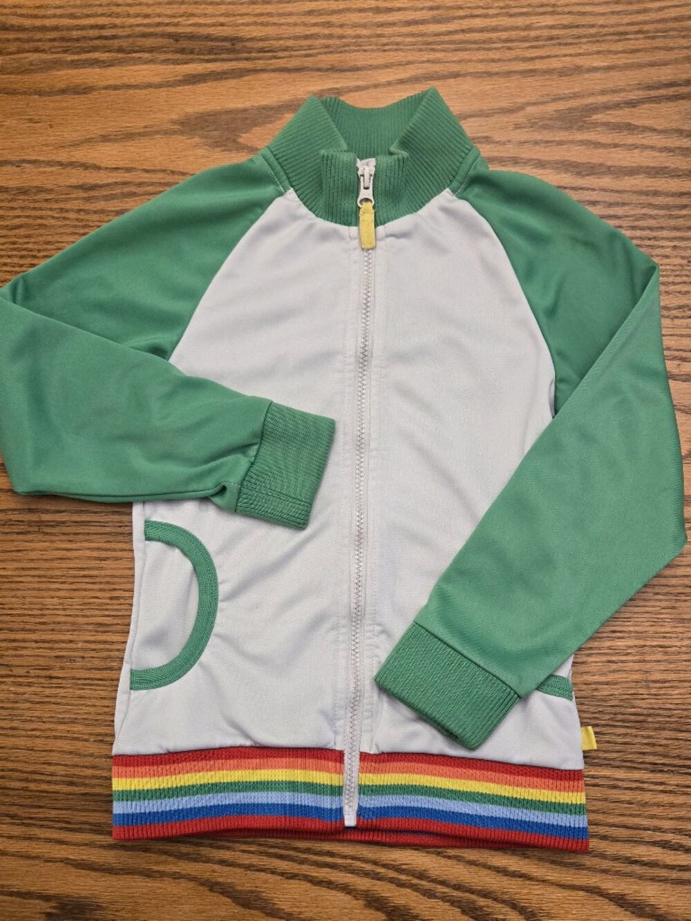 Little Bird by Jools Oliver Green Rainbow Retro Track Jacket / Coat - Size 7-8.